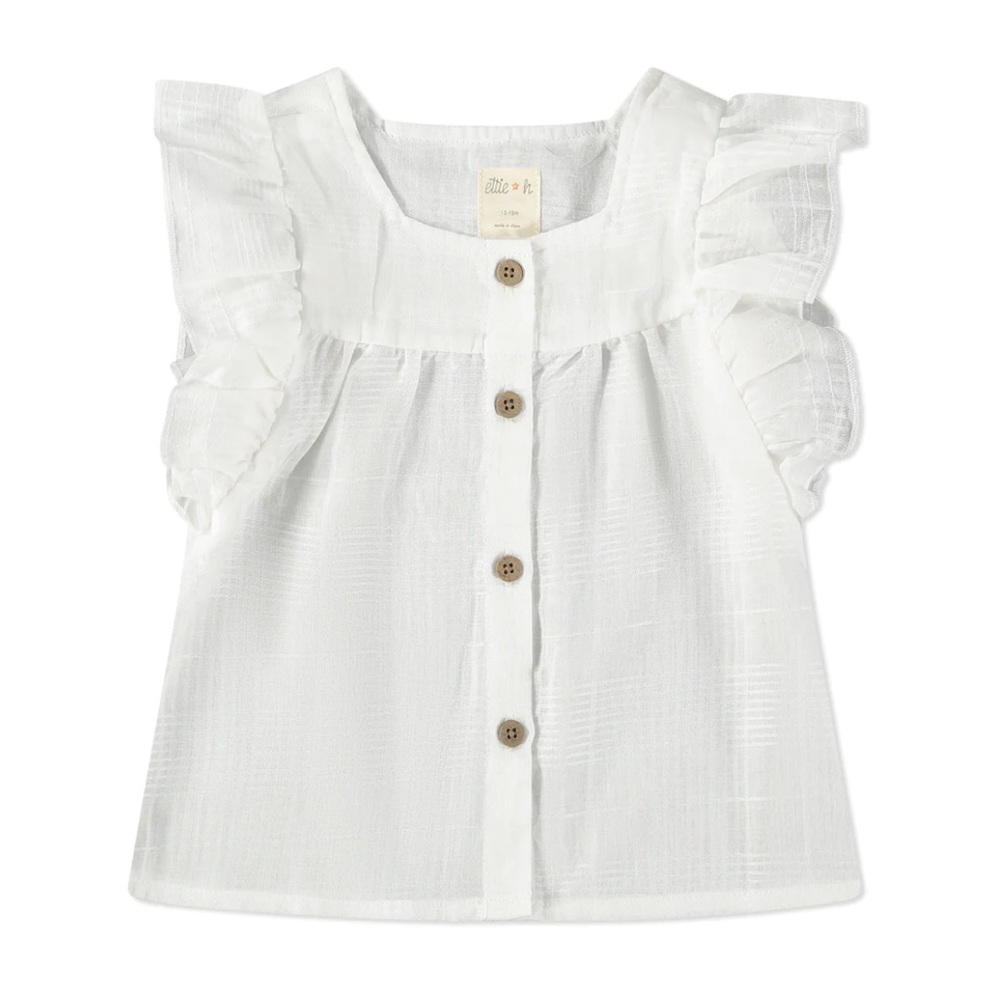 Ollie’s Day White Windowpane Plaid Ruffle Sleeve Top 2T NWT